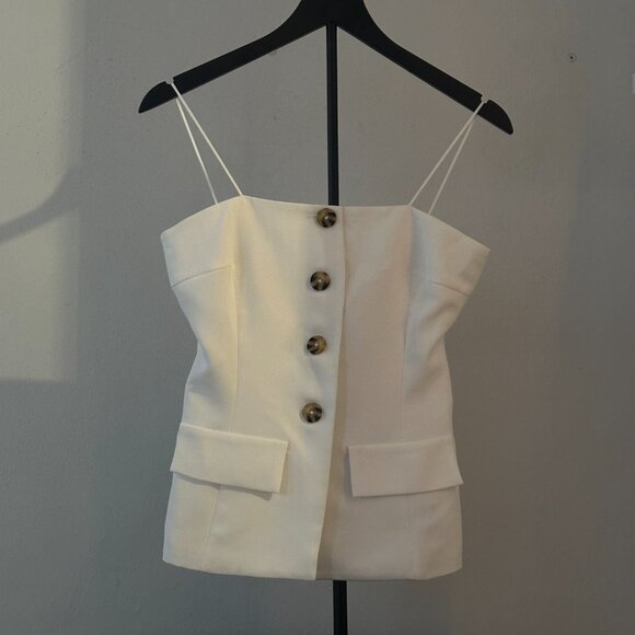 Amanda Uprichard White Button Bustier Top • Size S - Picture 2 of 5